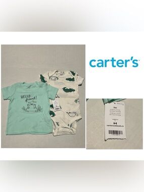 🆕CARTER’S - 9M - NWT - INFANT BOYS 2PC SAFARI ANIMAL ONESIE / TEE LOT